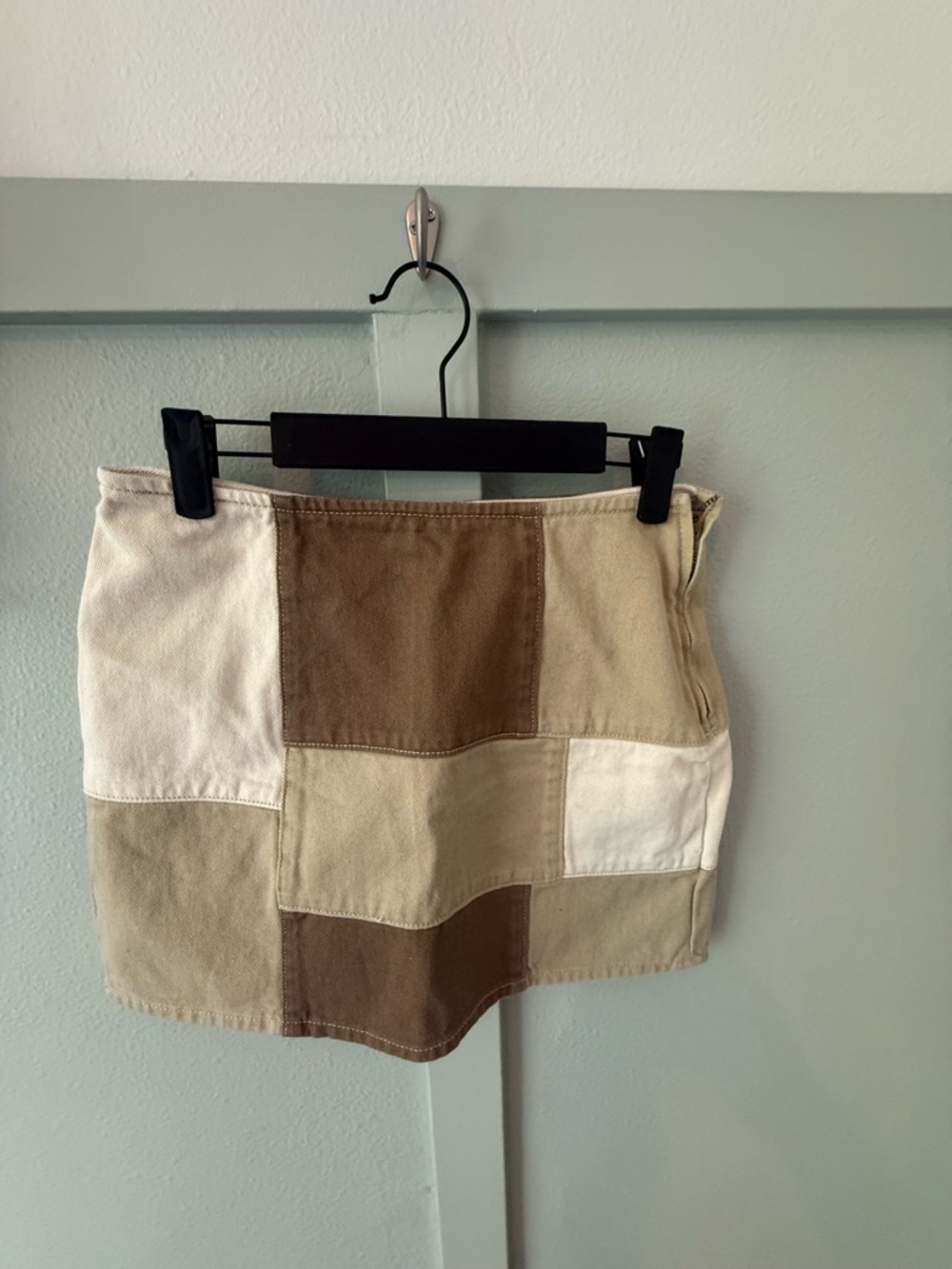PacSun Patchwork Mini Skirt in Neutral Tones